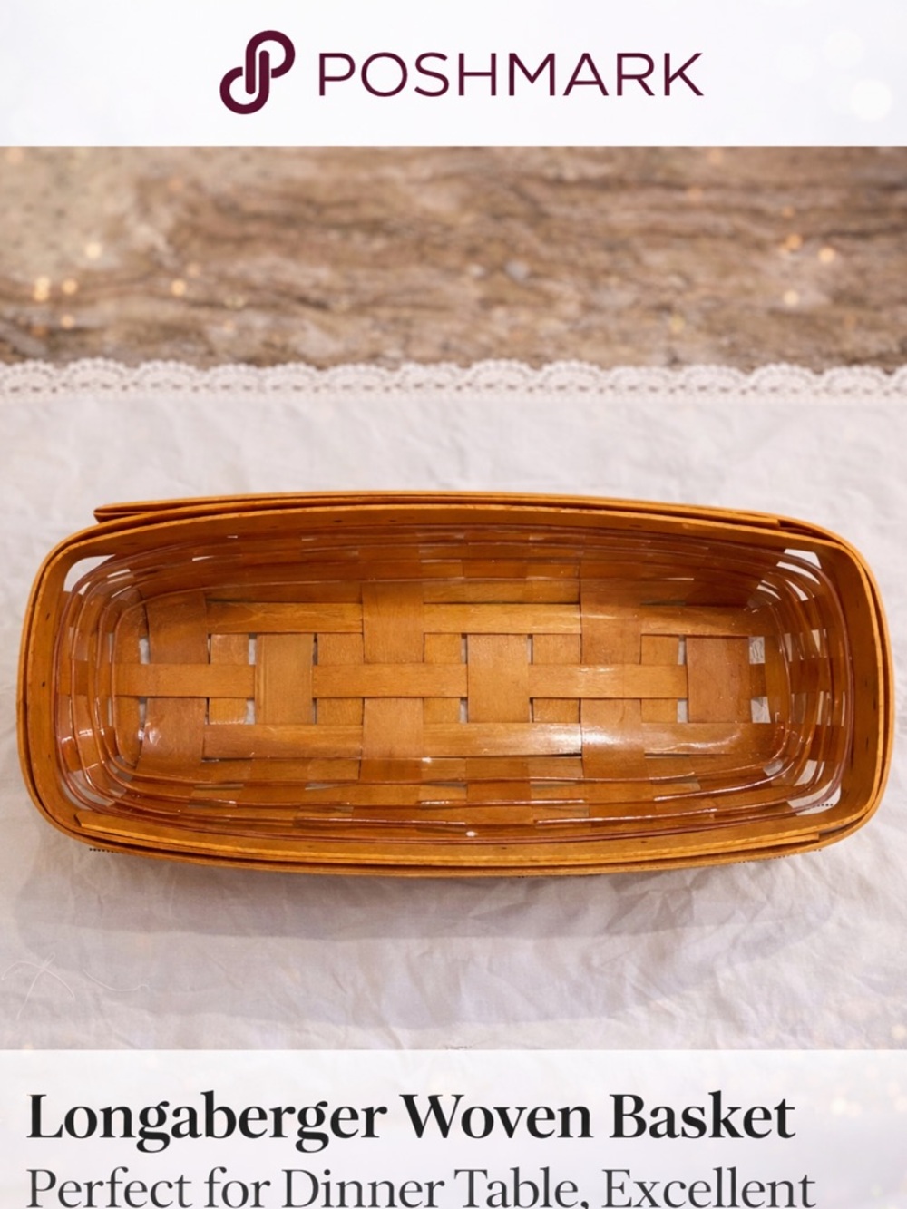Longaberger woven basket perfect for dinner table, excellent condition